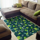 Lime Ice Flower Pattern Area Rug
