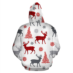 Deer Tree Snowflakes Chrismas Pattern Zip Up Hoodie