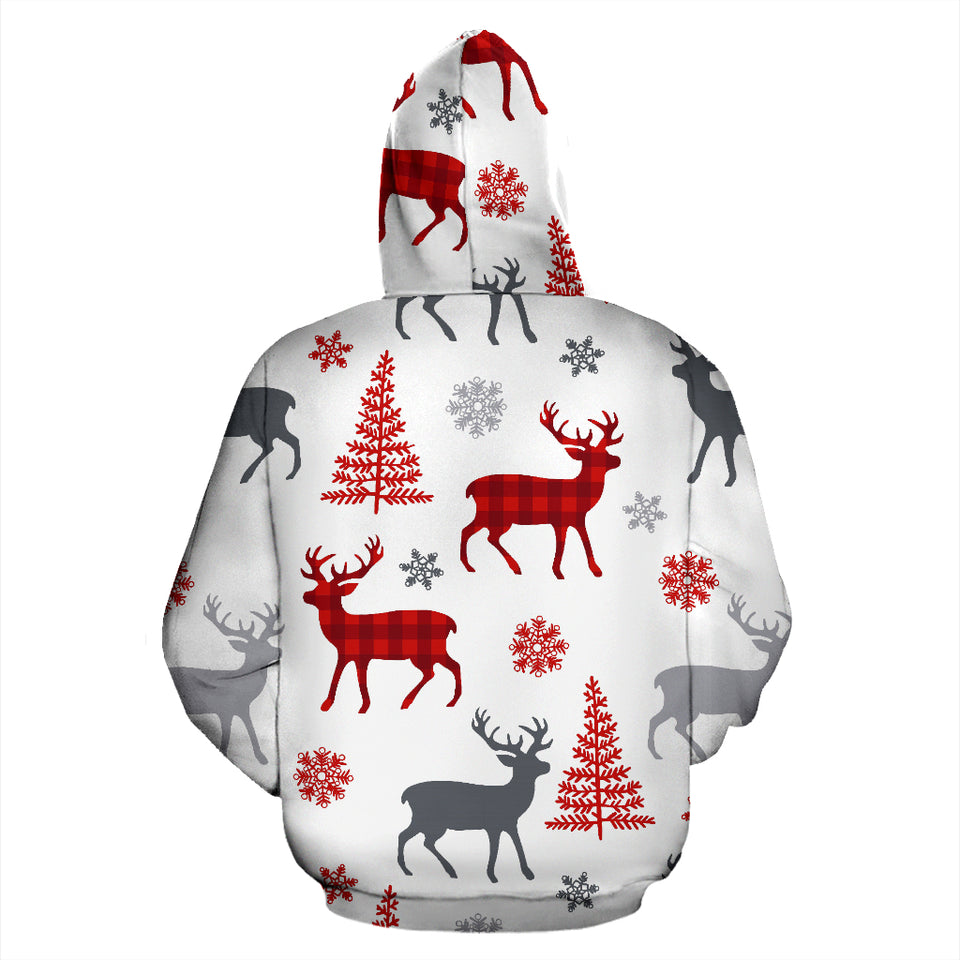 Deer Tree Snowflakes Chrismas Pattern Zip Up Hoodie