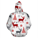 Deer Tree Snowflakes Chrismas Pattern Zip Up Hoodie