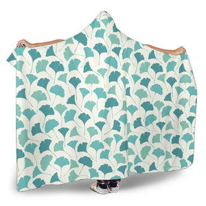 Green Ginkgo Leaves Pattern Hooded Blanket