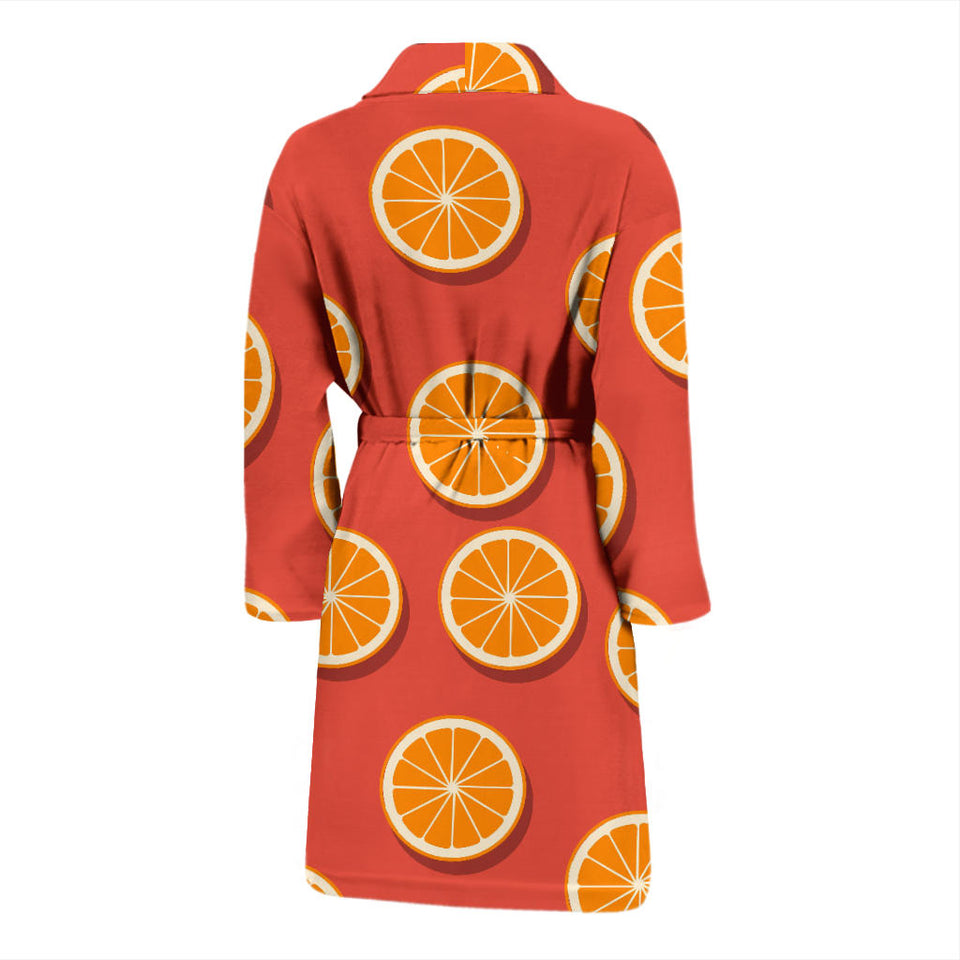 Oranges Pattern Red Background Men'S Bathrobe