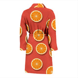 Oranges Pattern Red Background Men'S Bathrobe