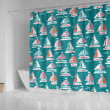 Cute Sailboat Pattern Shower Curtain Fulfilled In US