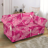 Beautiful Dragonfly Pink Background Loveseat Couch Slipcover