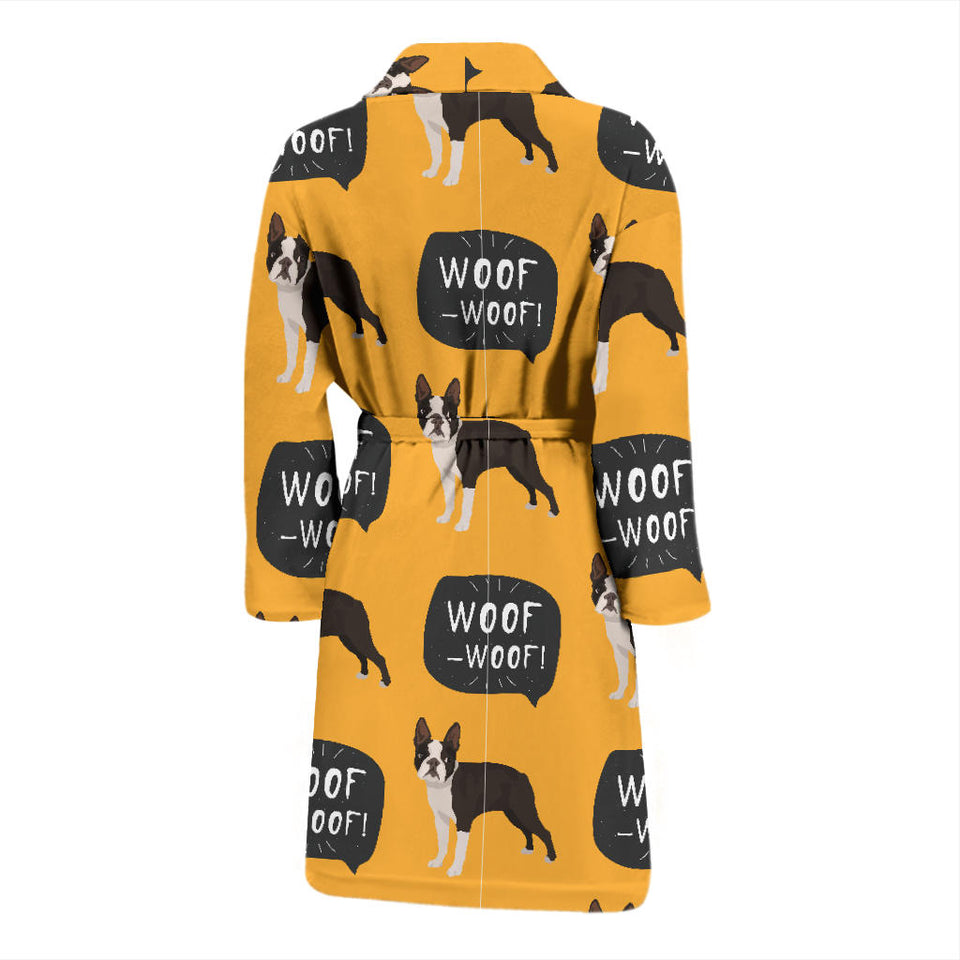 Boston Terrier Design Pattern Men'S Bathrobe