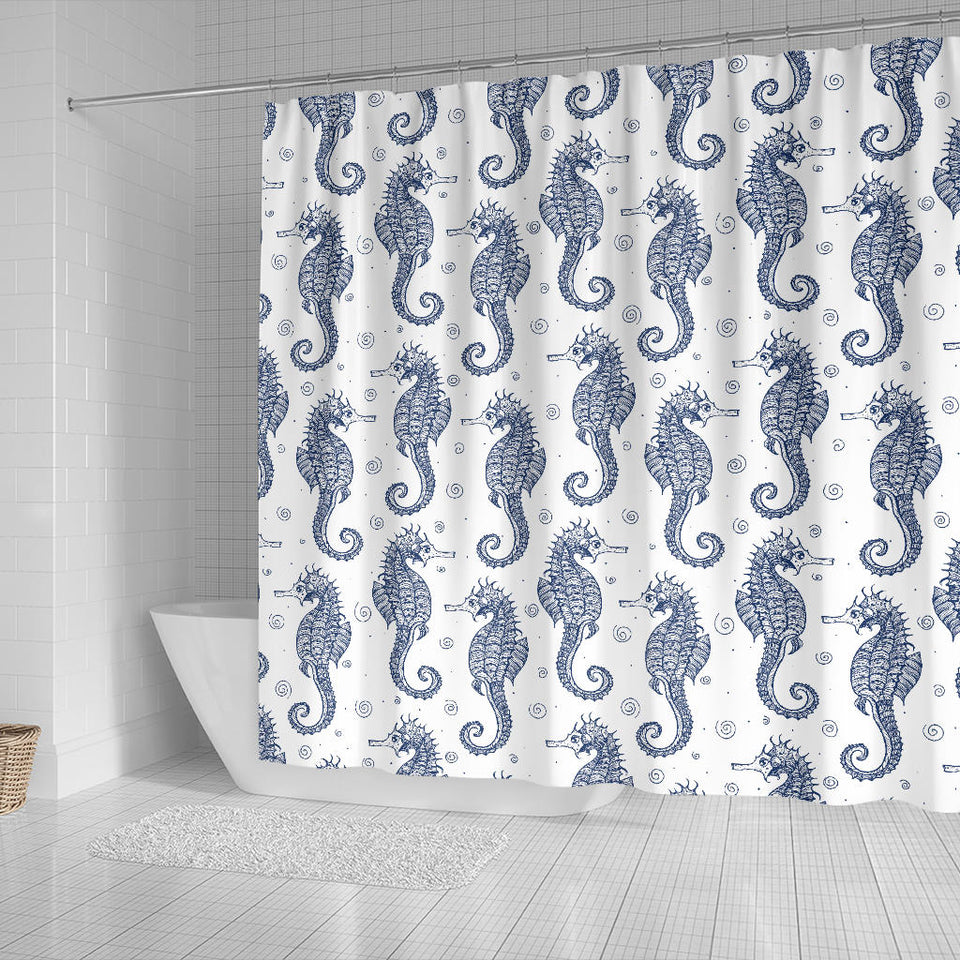 Seahorse Pattern Background Shower Curtain Fulfilled In US