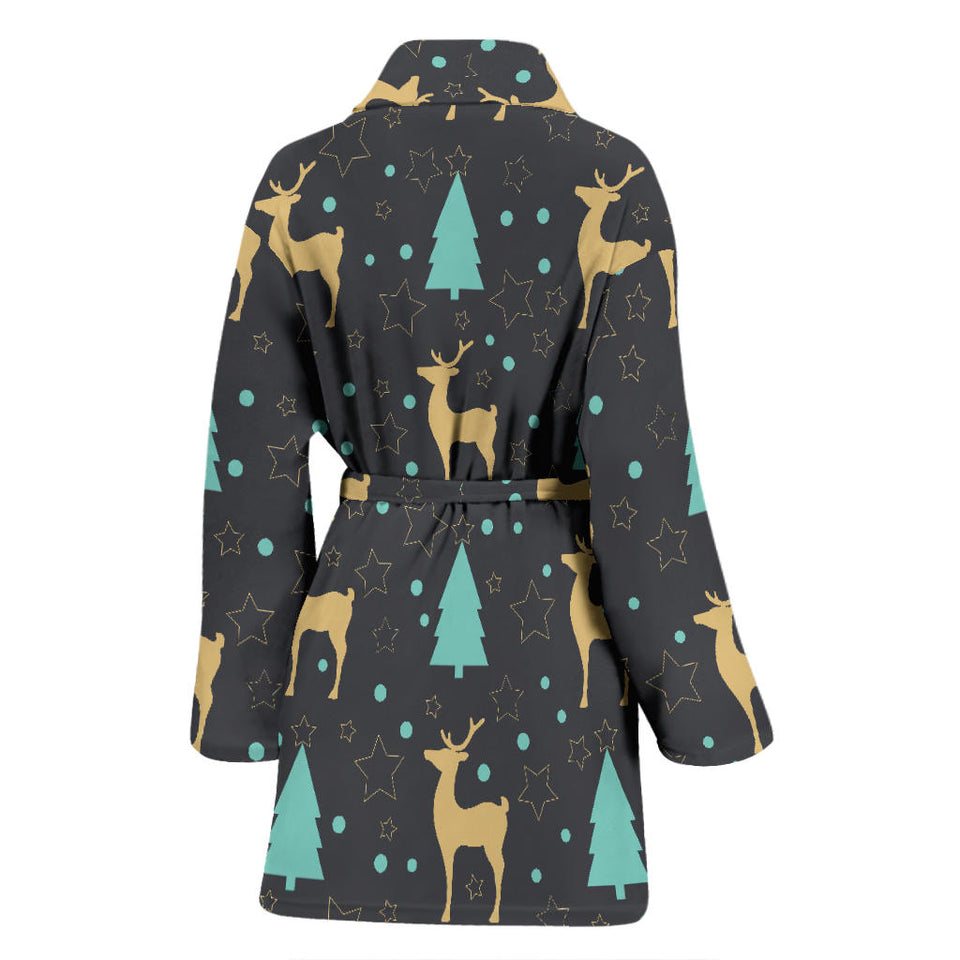 Deers Star Tree Pattern Women'S Bathrobe