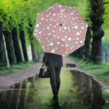Coral White Heart Pattern Umbrella