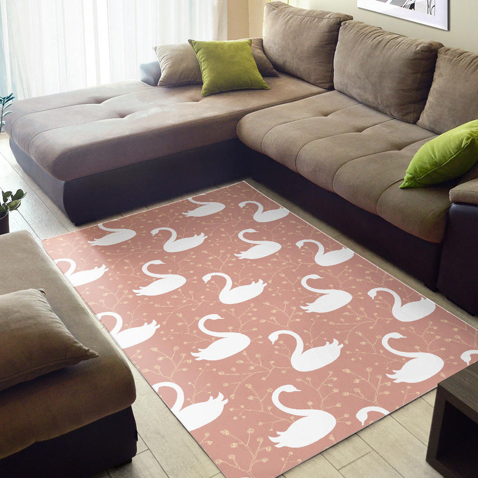 Swan Flower Light Pink Background Area Rug