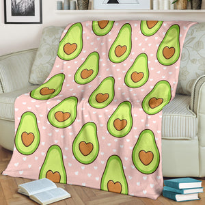 Avocado Heart Pink Background Premium Blanket