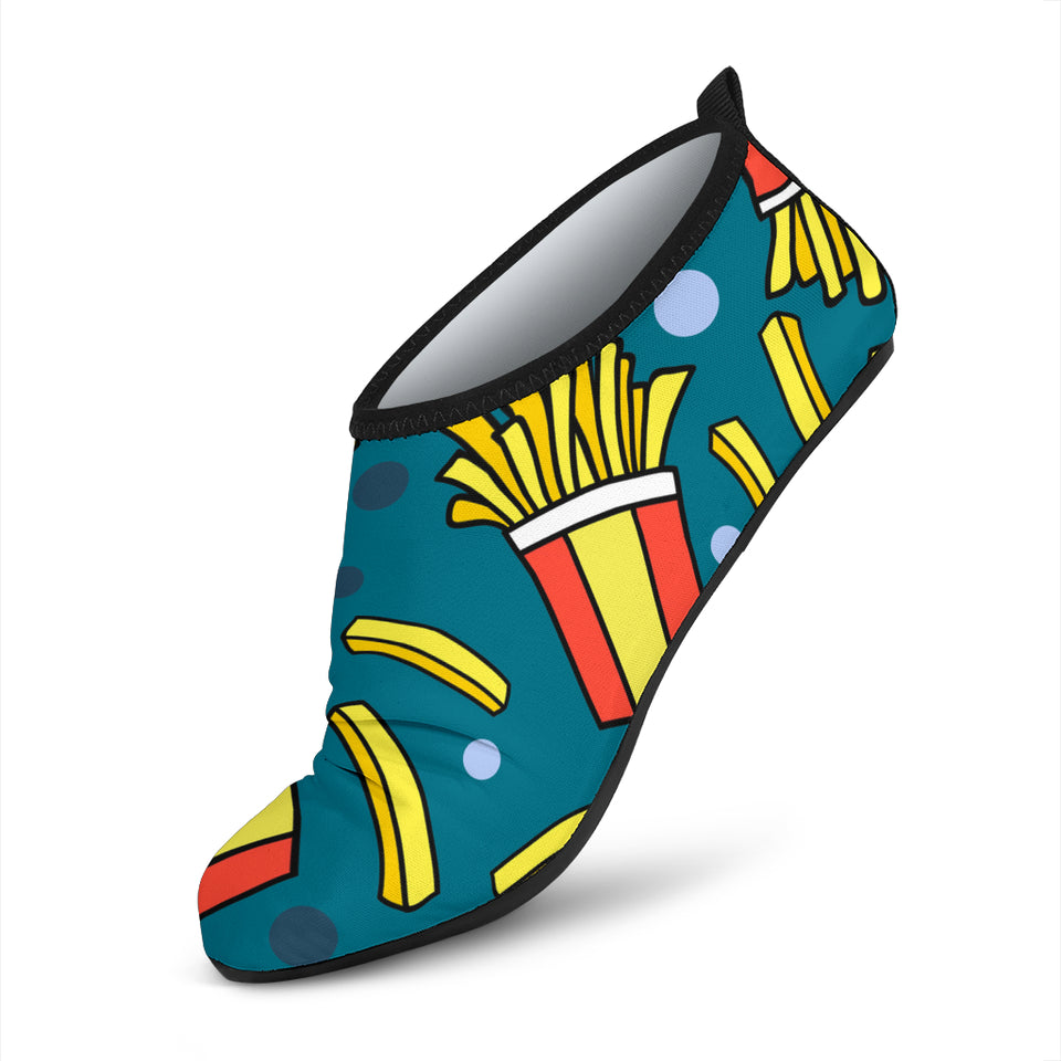 French Fries Red Paper Box Pattern Aqua Shoes