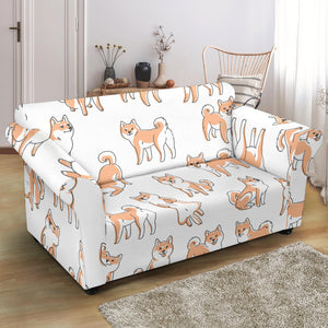 Shiba Inu Dog Pattern Loveseat Couch Slipcover