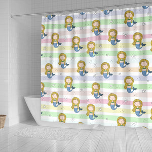 Cute Hand Drawn Mermaid Shower Curtain Fulfilled In US