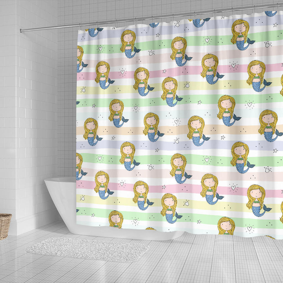 Cute Hand Drawn Mermaid Shower Curtain Fulfilled In US