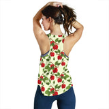 Red apples leaves pattern Women Racerback Tank Top