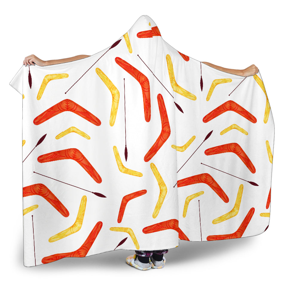 Waterclor Boomerang Australian Aboriginal Ornament Hooded Blanket