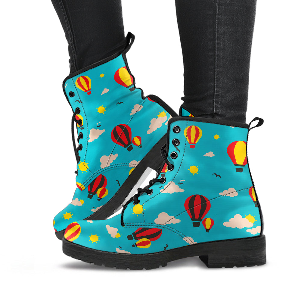 Hot Air Balloon Sky Pattern Leather Boots