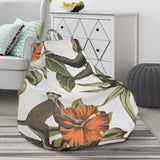 Monkey Red Hibiscus Flower Palm Leaves Floral Pattern Bean Bag Cover