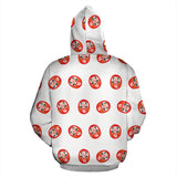 Daruma Japanese Wooden Doll Pattern Zip Up Hoodie