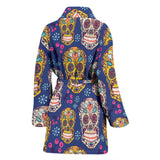 Sugar Skull Flower Pattern Women'S Bathrobe