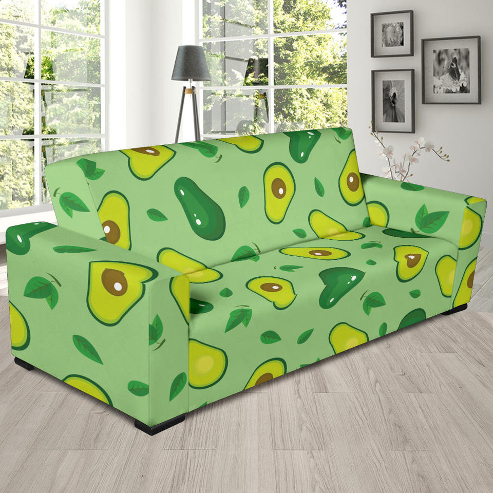 Avocado Pattern Green Background Sofa Slipcover