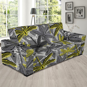 Hand Drawn Dragonfly Pattern Sofa Slipcover