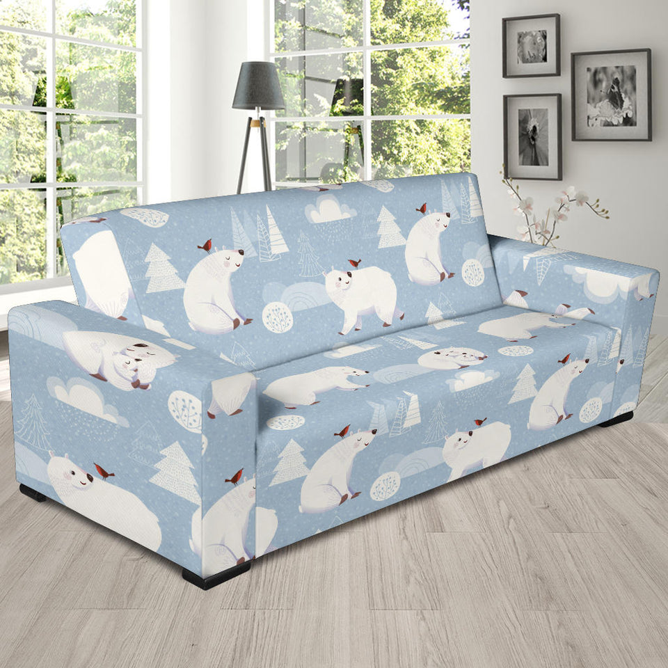Cute Polar Bears Christmas Decoration Pattern Sofa Slipcover
