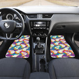 Colorful Crow Illustration Pattern Front Car Mats