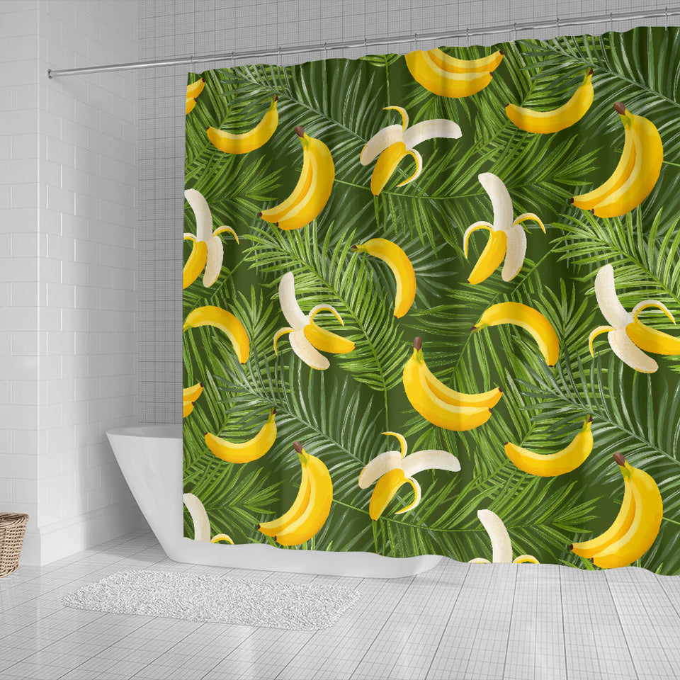Banana Palm Leaves Pattern Shower Curtain Fulfilled In US