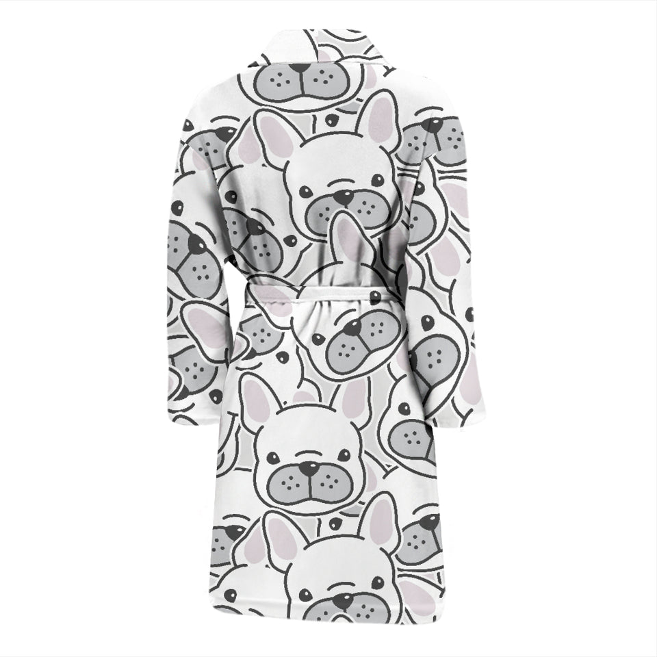 Cute French Bulldog Head Pattern Men'S Bathrobe