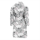 Cute French Bulldog Head Pattern Men'S Bathrobe
