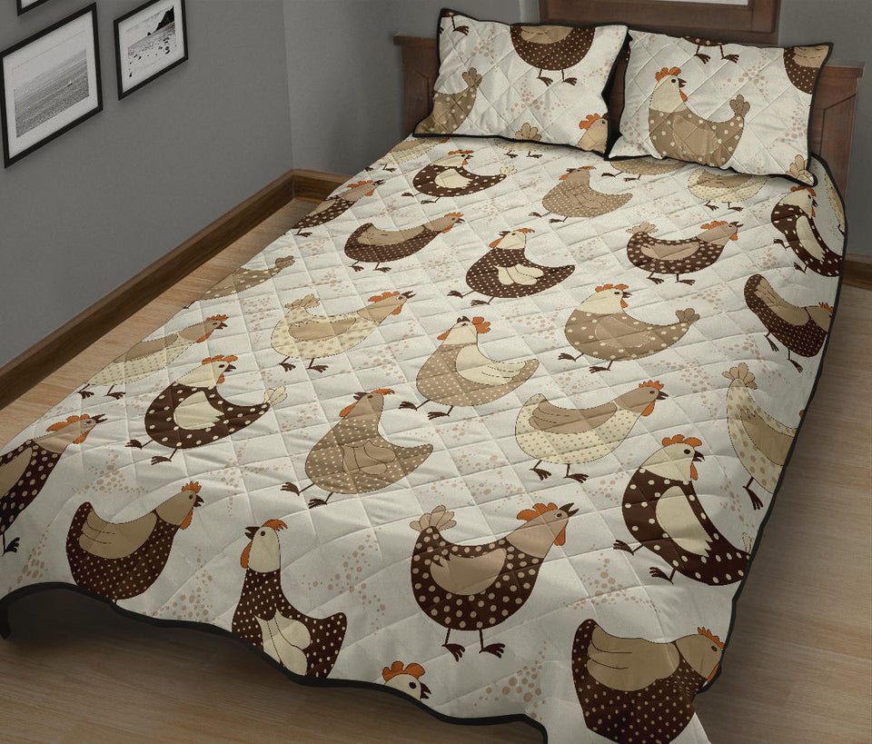 Cute rooster chicken cock Quilt Bed Set