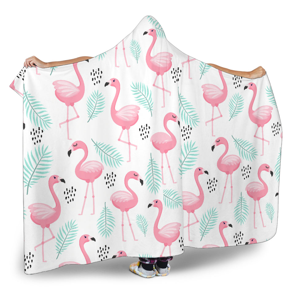 Cute Flamingo Pattern Hooded Blanket