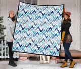 Zigzag  Chevron Blue Pattern Premium Quilt