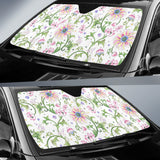 Beautiful Pink Lotus Waterlily Leaves Pattern Car Sun Shade