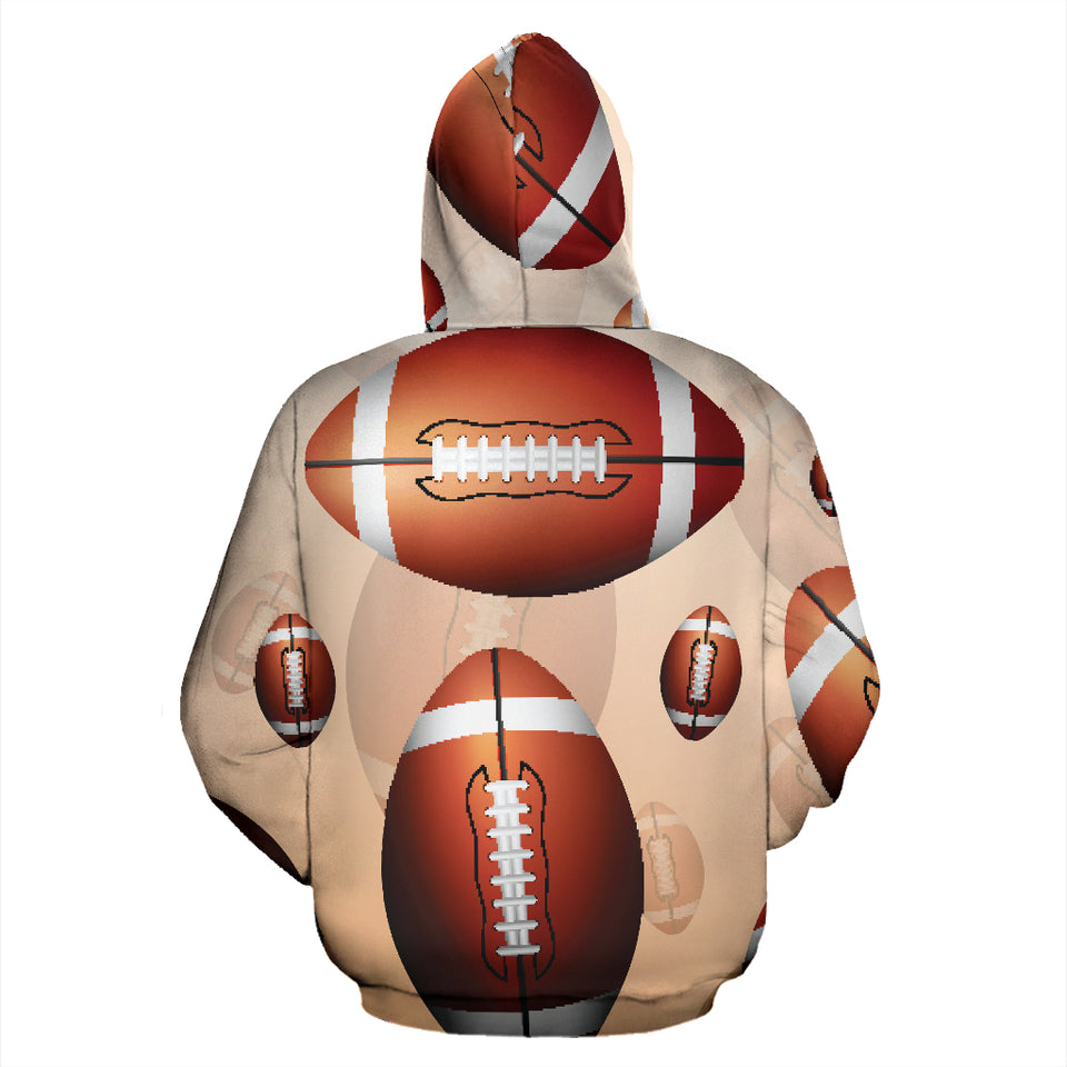 American Football Ball Design Pattern Zip Up Hoodie