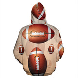 American Football Ball Design Pattern Zip Up Hoodie