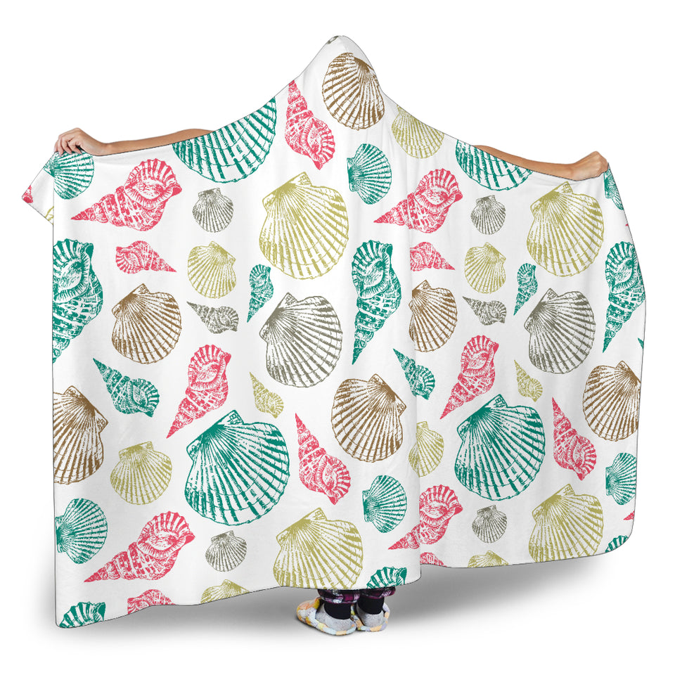 Colorful Shell Pattern Hooded Blanket
