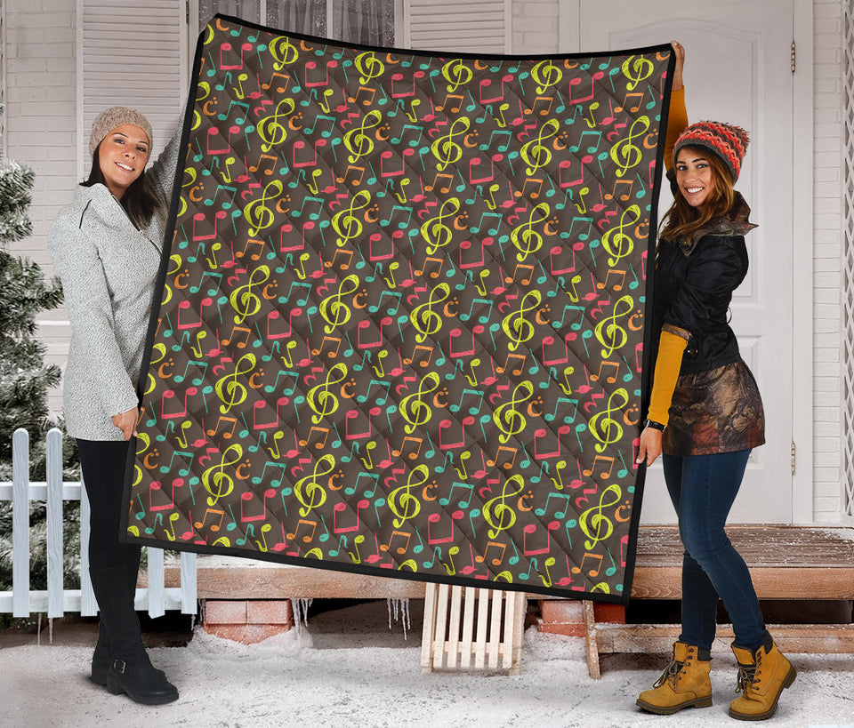 Music Notes Pattern Print Design 05 Premium Quilt