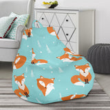 Fox Pattern Blue B Ackground Bean Bag Cover