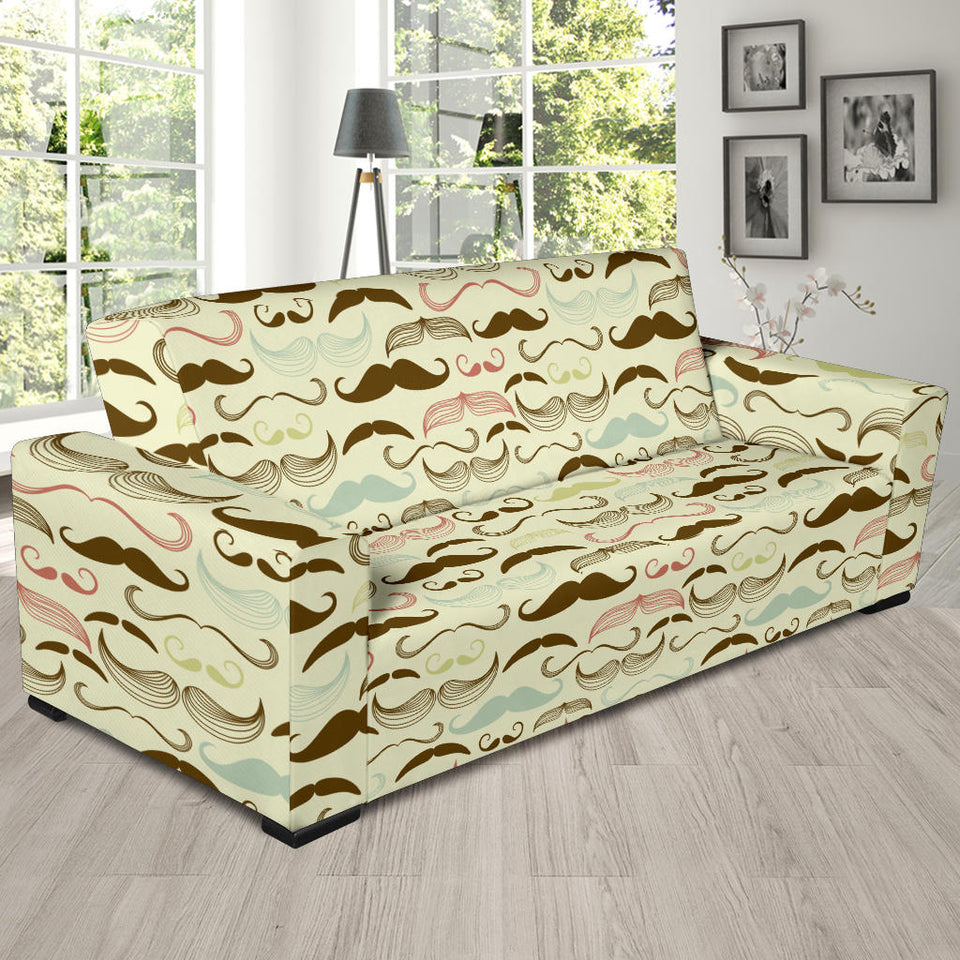 Mustache Beard Pattern Print Design 01 Sofa Slipcover