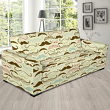 Mustache Beard Pattern Print Design 01 Sofa Slipcover