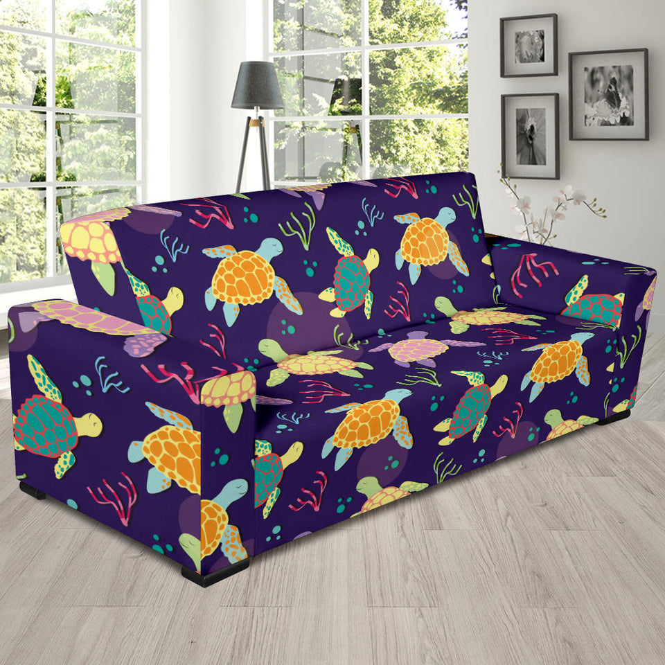 Colorful Sea Turtle Pattern Sofa Slipcover