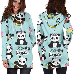 Cute Baby Panda Pattern Women'S Hoodie Dress