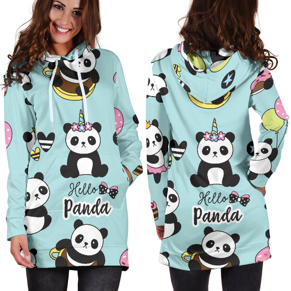 Cute Baby Panda Pattern Women'S Hoodie Dress