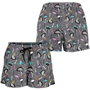 Ostrich Pattern Print Design 01 Women Shorts