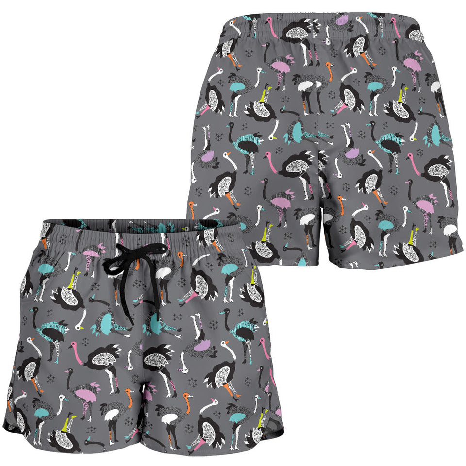 Ostrich Pattern Print Design 01 Women Shorts
