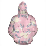 Japanese Crane Rose Pattern Men Women Pullover Hoodie