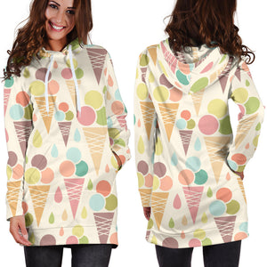 Ice Cream Cone Pattern Women'S Hoodie Dress